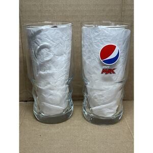 Pepsi Max Glass 12oz Set Of 2 HighBall Tumbler Color Logo RARE Vintage